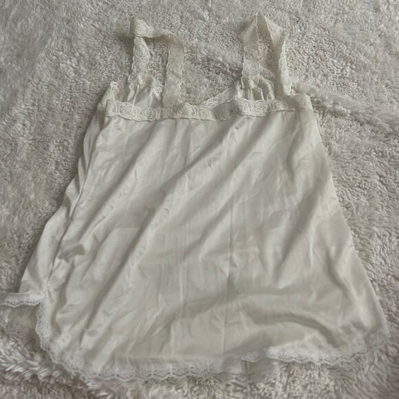 VTG Mel-Lin White Camisole Lace Tank Made in USA Sz M Boho Cottage Core Girl - Picture 2 of 5